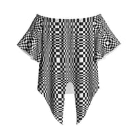 Black White Filipino Binakol Motifs Off Shoulder Wrap Waist Top Mabuhay Philippines Festival Kusikus Pattern LT14 - Polynesian Pride
