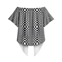 Black White Filipino Binakol Motifs Off Shoulder Wrap Waist Top Mabuhay Philippines Festival Kusikus Pattern LT14 - Polynesian Pride