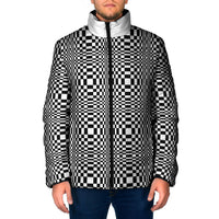Black White Filipino Binakol Motifs Padded Jacket Mabuhay Philippines Festival Kusikus Pattern LT14 Men Black - Polynesian Pride