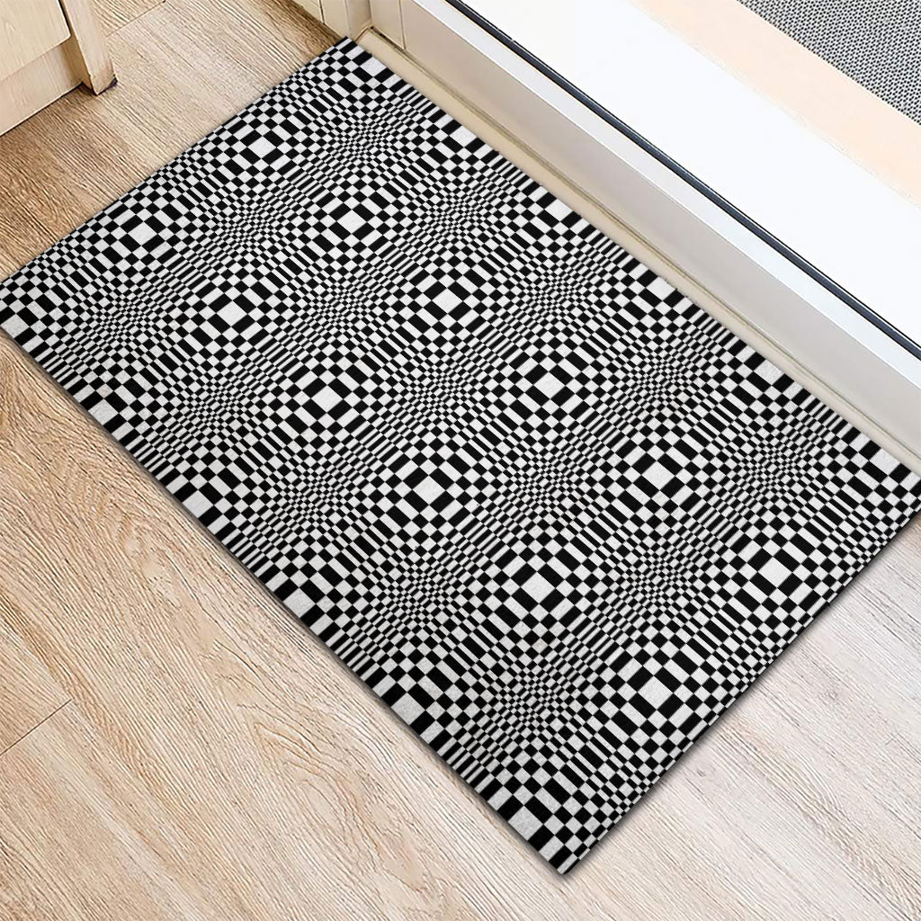 Black White Filipino Binakol Motifs Rubber Doormat Mabuhay Philippines Festival Kusikus Pattern LT14 - Polynesian Pride