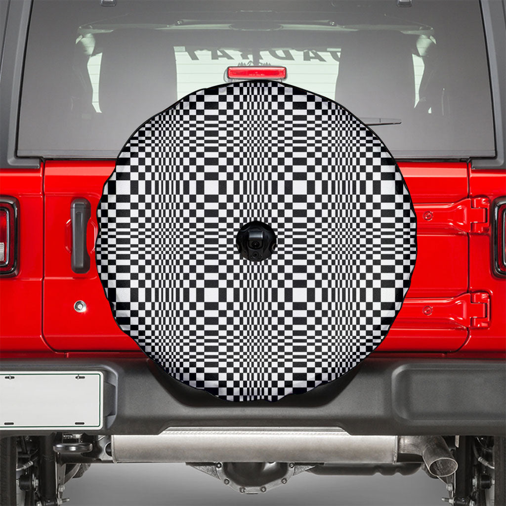 Black White Filipino Binakol Motifs Spare Tire Cover Mabuhay Philippines Festival Kusikus Pattern LT14 - Polynesian Pride