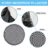 Black White Filipino Binakol Motifs Spare Tire Cover Mabuhay Philippines Festival Kusikus Pattern LT14 - Polynesian Pride