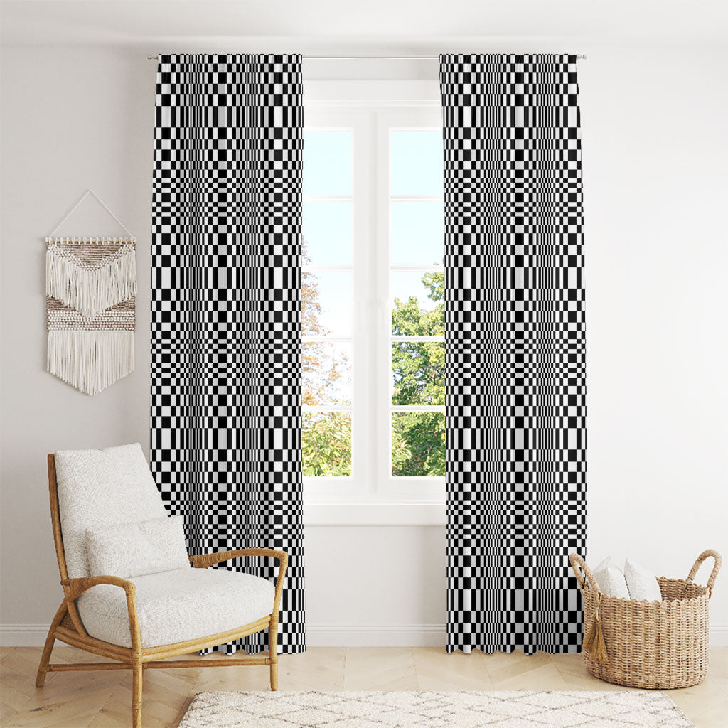 Black White Filipino Binakol Motifs Window Curtain Mabuhay Philippines Festival Kusikus Pattern LT14 - Polynesian Pride