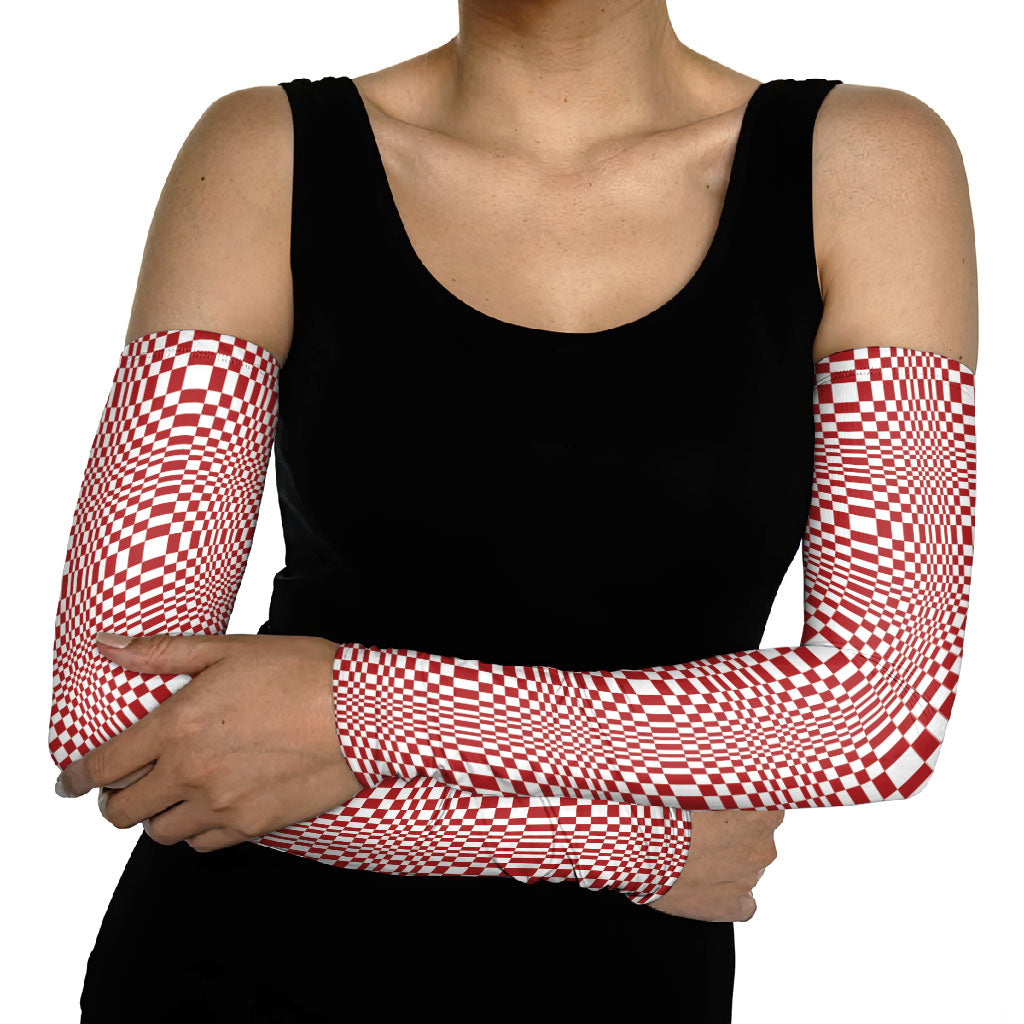 Red White Filipino Binakol Motifs Arm Sleeves Mabuhay Philippines Festival Kusikus Pattern LT14 - Polynesian Pride