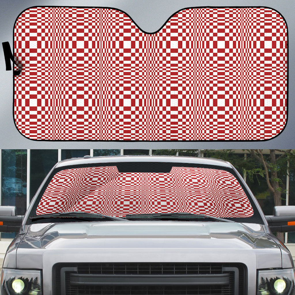 Red White Filipino Binakol Motifs Auto Sun Shade Mabuhay Philippines Festival Kusikus Pattern LT14 Red - Polynesian Pride