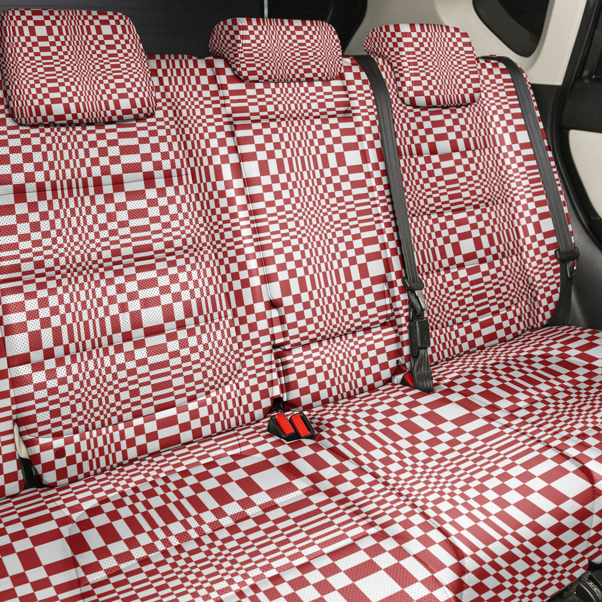 Red White Filipino Binakol Motifs Back Car Seat Cover Mabuhay Philippines Festival Kusikus Pattern LT14 - Polynesian Pride