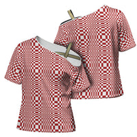 Red White Filipino Binakol Motifs Cross Shoulder Shirt Mabuhay Philippines Festival Kusikus Pattern LT14 - Polynesian Pride