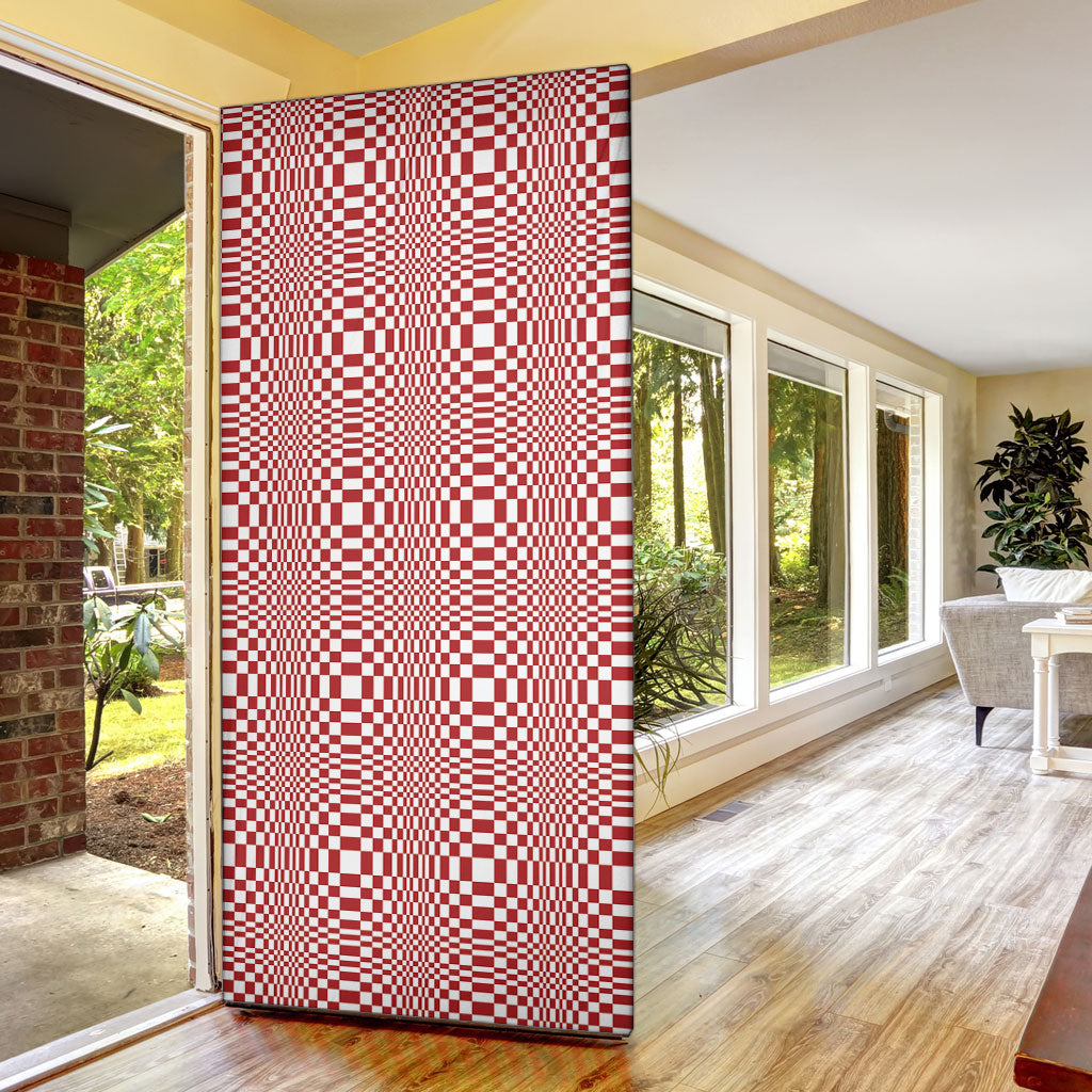 Red White Filipino Binakol Motifs Door Cover Mabuhay Philippines Festival Kusikus Pattern LT14 - Polynesian Pride
