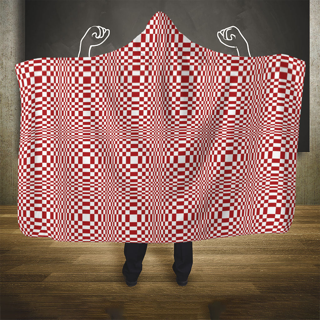 Red White Filipino Binakol Motifs Hooded Blanket Mabuhay Philippines Festival Kusikus Pattern LT14 - Polynesian Pride