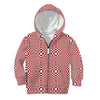 Red White Filipino Binakol Motifs Kid Hoodie Mabuhay Philippines Festival Kusikus Pattern LT14 Zip Hoodie Red - Polynesian Pride