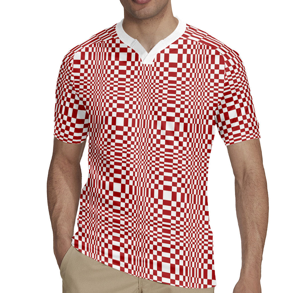 Red White Filipino Binakol Motifs Rugby Jersey Mabuhay Philippines Festival Kusikus Pattern LT14 - Polynesian Pride