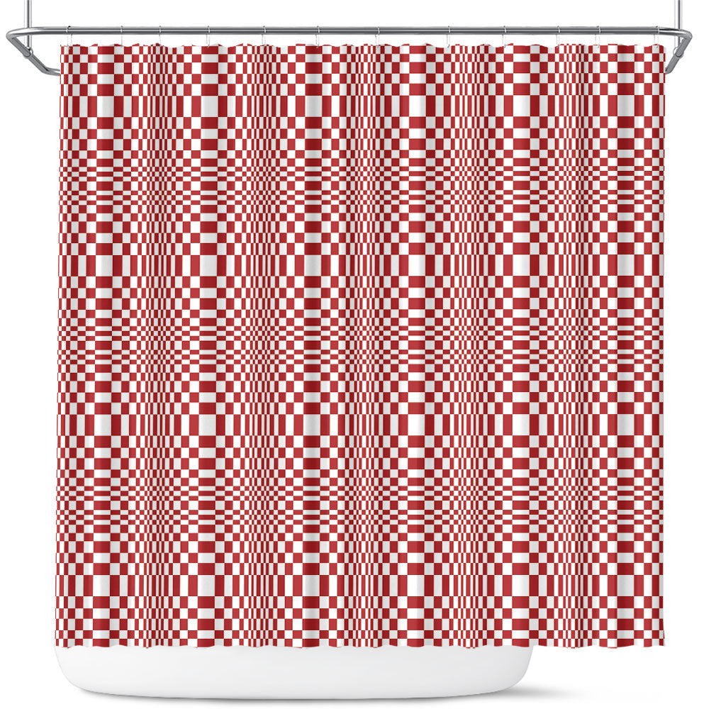 Red White Filipino Binakol Motifs Shower Curtain Mabuhay Philippines Festival Kusikus Pattern LT14 Red - Polynesian Pride