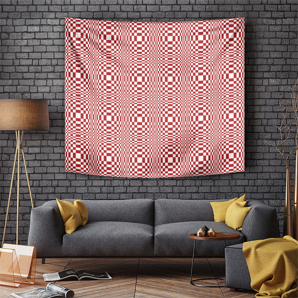 Red White Filipino Binakol Motifs Tapestry Mabuhay Philippines Festival Kusikus Pattern LT14 Red - Polynesian Pride