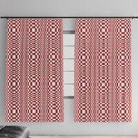 Red White Filipino Binakol Motifs Window Curtain Mabuhay Philippines Festival Kusikus Pattern LT14 With Hooks Red - Polynesian Pride