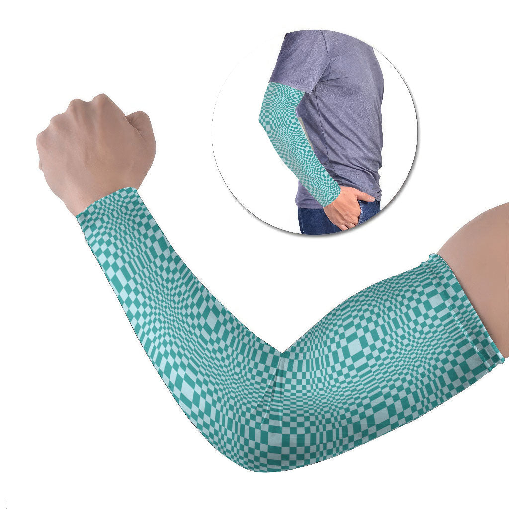 Cyan Filipino Binakol Motifs Arm Sleeves Mabuhay Philippines Festival Kusikus Pattern LT14 Set of 2 Cyan - Polynesian Pride