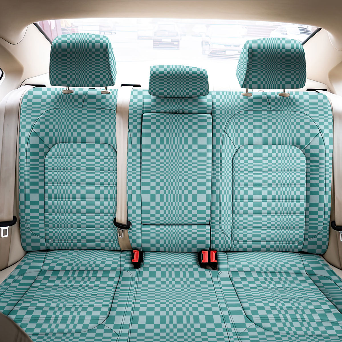 Cyan Filipino Binakol Motifs Back Car Seat Cover Mabuhay Philippines Festival Kusikus Pattern LT14 - Polynesian Pride