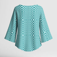 Cyan Filipino Binakol Motifs Kimono Sleeve Blouse Mabuhay Philippines Festival Kusikus Pattern LT14 - Polynesian Pride