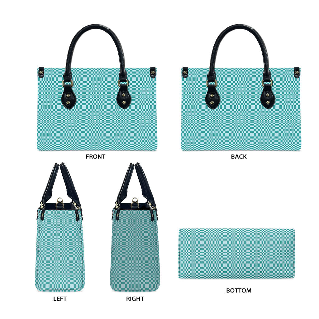 Cyan Filipino Binakol Motifs Leather Bag Mabuhay Philippines Festival Kusikus Pattern LT14 - Polynesian Pride