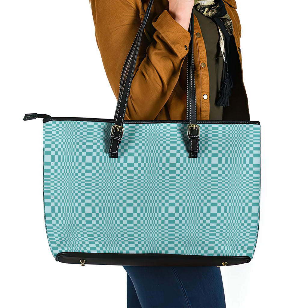 Cyan Filipino Binakol Motifs Leather Tote Bag Mabuhay Philippines Festival Kusikus Pattern LT14 - Polynesian Pride