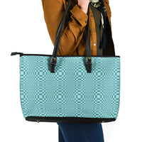 Cyan Filipino Binakol Motifs Leather Tote Bag Mabuhay Philippines Festival Kusikus Pattern LT14 - Polynesian Pride