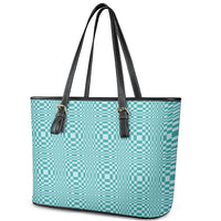 Cyan Filipino Binakol Motifs Leather Tote Bag Mabuhay Philippines Festival Kusikus Pattern LT14 - Polynesian Pride