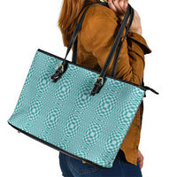 Cyan Filipino Binakol Motifs Leather Tote Bag Mabuhay Philippines Festival Kusikus Pattern LT14 - Polynesian Pride