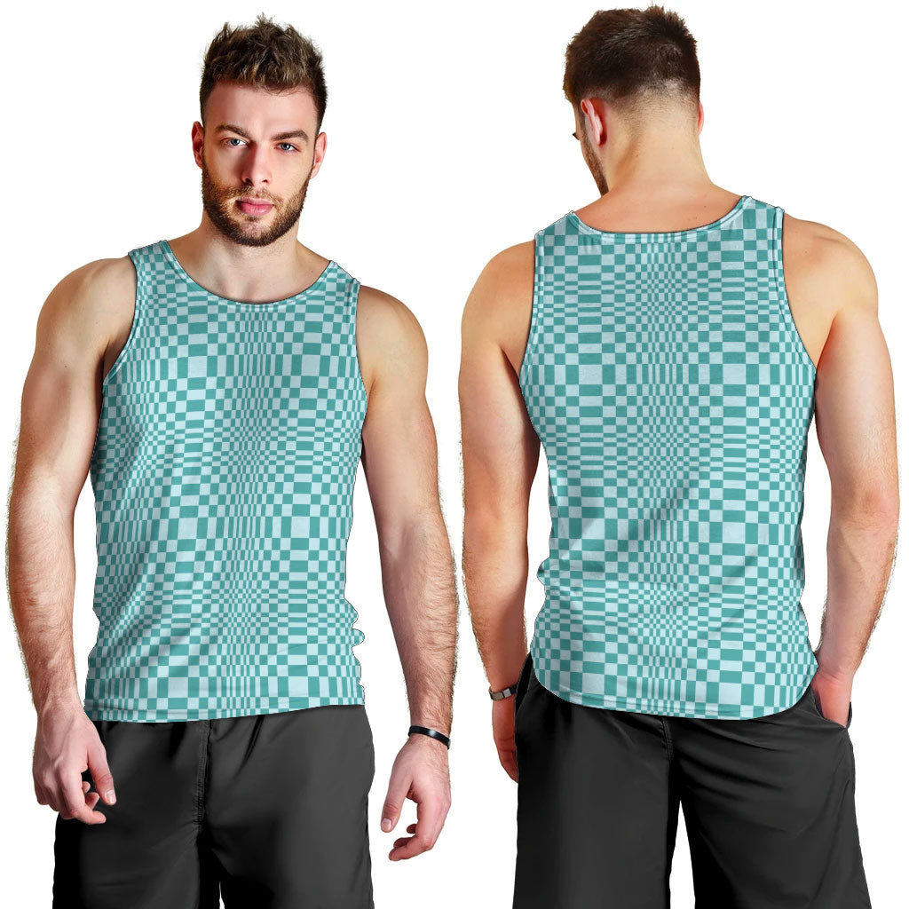 Cyan Filipino Binakol Motifs Men Tank Top Mabuhay Philippines Festival Kusikus Pattern LT14 - Polynesian Pride