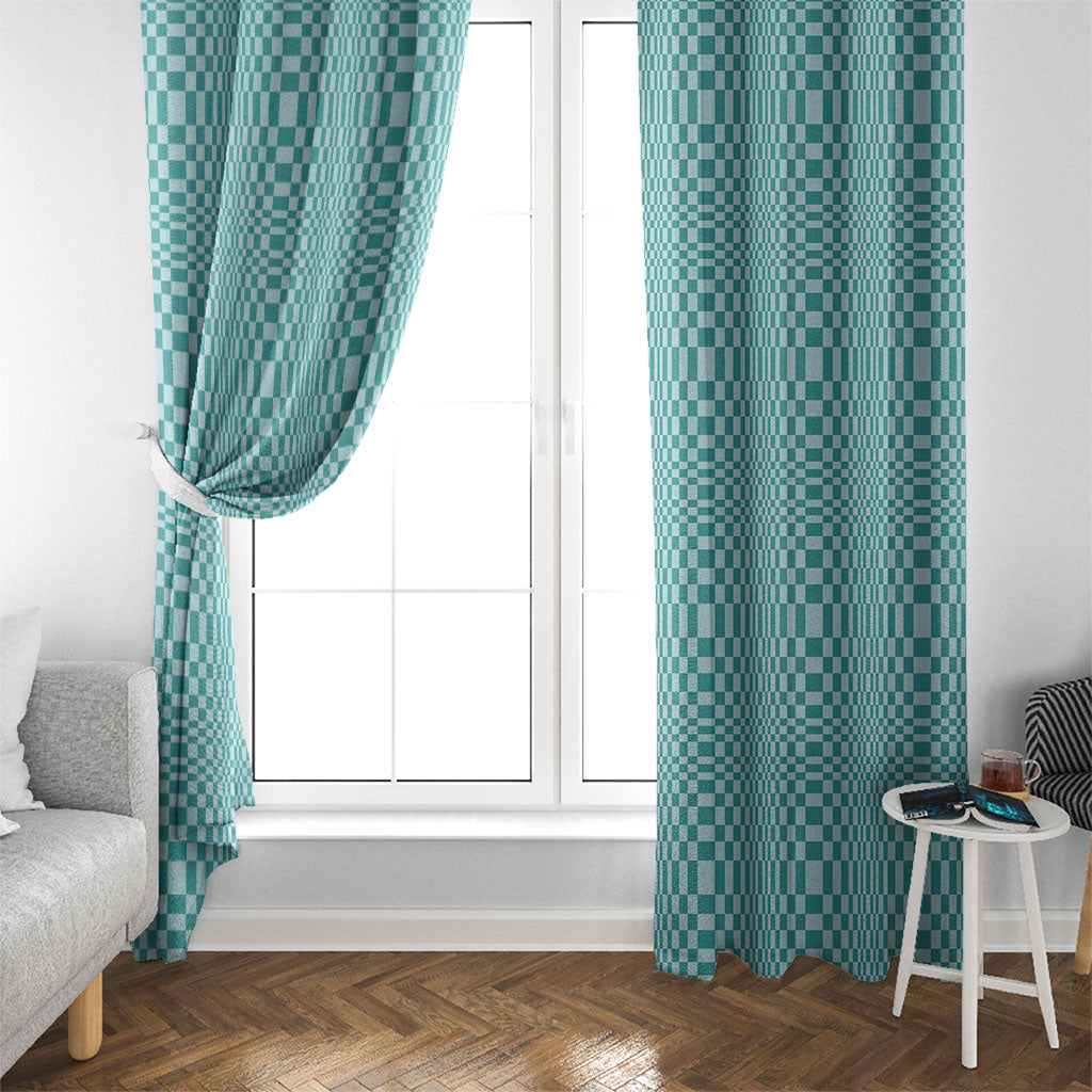 Cyan Filipino Binakol Motifs Window Curtain Mabuhay Philippines Festival Kusikus Pattern LT14 - Polynesian Pride