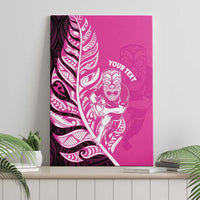New Zealand Silver Fern Rugby Custom Canvas Wall Art All Black Maori Pattern Pink - Polynesian Pride