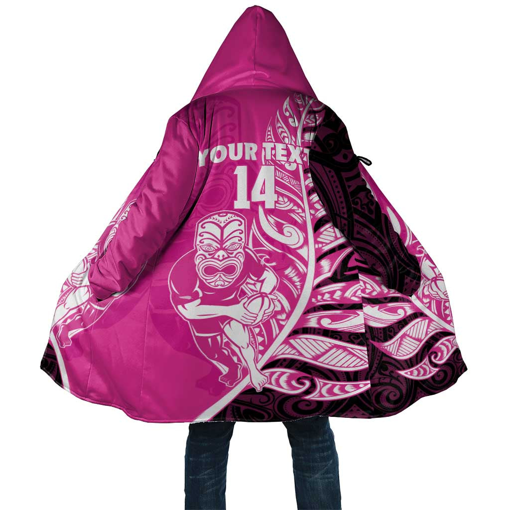 New Zealand Silver Fern Rugby Custom Cloak All Black Maori Pattern Pink - Polynesian Pride