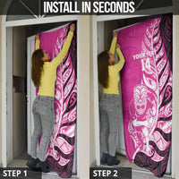 New Zealand Silver Fern Rugby Custom Door Cover All Black Maori Pattern Pink - Polynesian Pride