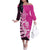 New Zealand Silver Fern Rugby Custom Family Matching Off The Shoulder Long Sleeve Dress and Hawaiian Shirt All Black Maori Pattern Pink - Polynesian Pride