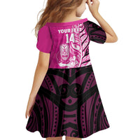 New Zealand Silver Fern Rugby Custom Family Matching Puletasi and Hawaiian Shirt All Black Maori Pattern Pink LT14 - Polynesian Pride