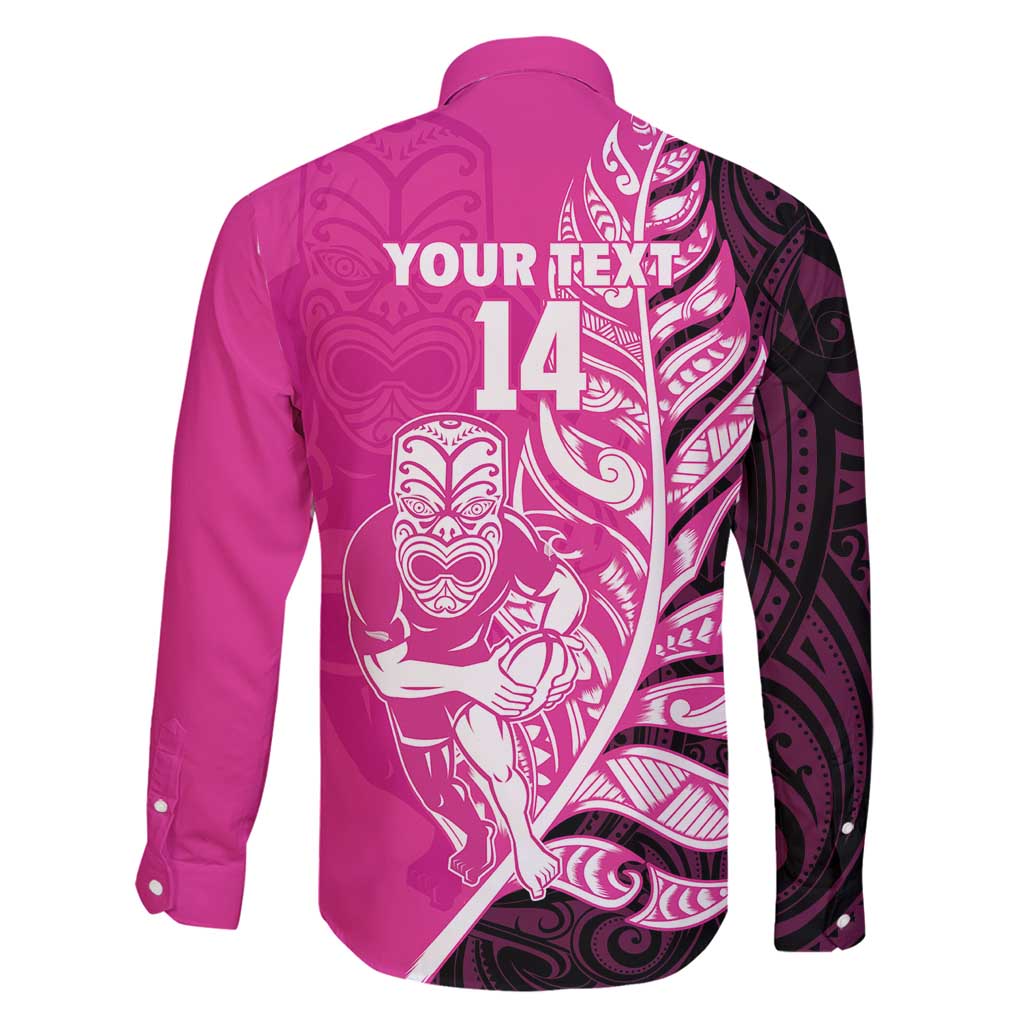 New Zealand Silver Fern Rugby Custom Family Matching Puletasi and Hawaiian Shirt All Black Maori Pattern Pink LT14 - Polynesian Pride