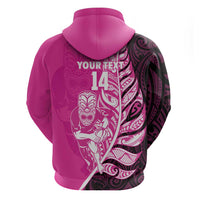 New Zealand Silver Fern Rugby Custom Hoodie All Black Maori Pattern Pink - Polynesian Pride