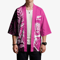 New Zealand Silver Fern Rugby Custom Kimono All Black Maori Pattern Pink - Polynesian Pride