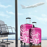 New Zealand Silver Fern Rugby Custom Luggage Cover All Black Maori Pattern Pink LT14 - Polynesian Pride