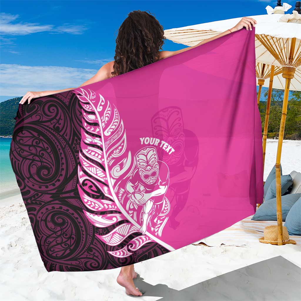 New Zealand Silver Fern Rugby Custom Sarong All Black Maori Pattern Pink LT14 One Size 44 x 66 inches Pink - Polynesian Pride