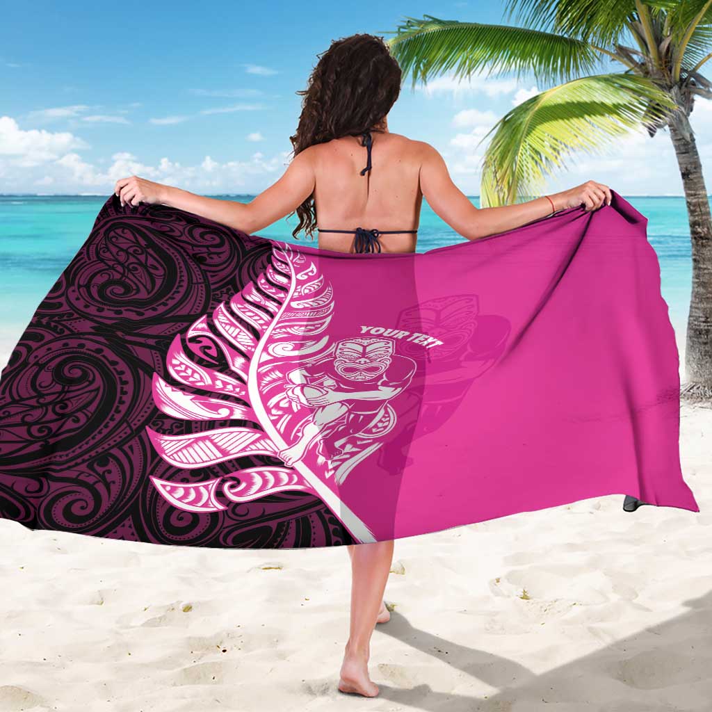 New Zealand Silver Fern Rugby Custom Sarong All Black Maori Pattern Pink LT14 - Polynesian Pride