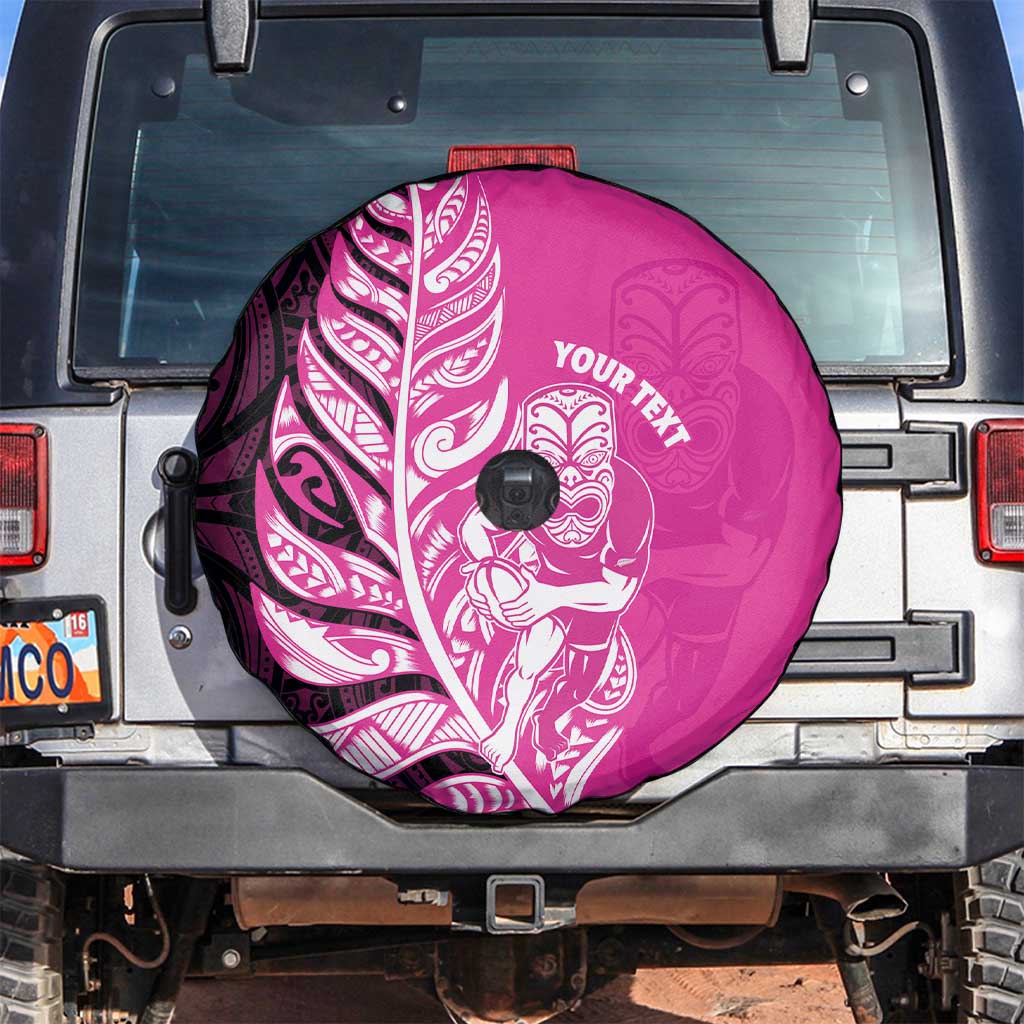 New Zealand Silver Fern Rugby Custom Spare Tire Cover All Black Maori Pattern Pink - Polynesian Pride