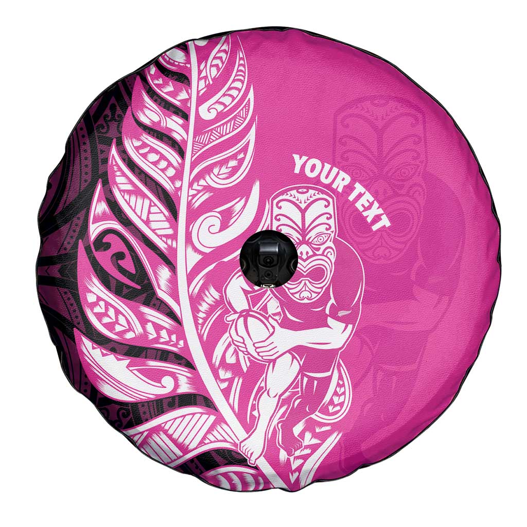 New Zealand Silver Fern Rugby Custom Spare Tire Cover All Black Maori Pattern Pink - Polynesian Pride