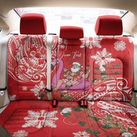 Personalized Hawaii Christmas Back Car Seat Cover Mele Kalikimaka Chilling Shaka Santa Flamingo LT14 - Polynesian Pride