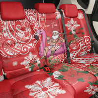 Personalized Hawaii Christmas Back Car Seat Cover Mele Kalikimaka Chilling Shaka Santa Flamingo LT14 - Polynesian Pride