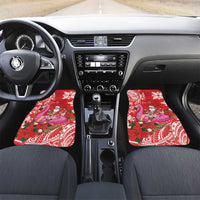 Personalized Hawaii Christmas Car Mats Mele Kalikimaka Chilling Shaka Santa Flamingo - Polynesian Pride