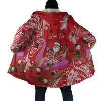 Personalized Hawaii Christmas Cloak Mele Kalikimaka Chilling Shaka Santa Flamingo - Polynesian Pride