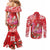 Personalized Hawaii Christmas Couples Matching Mermaid Dress and Long Sleeve Button Shirt Mele Kalikimaka Chilling Shaka Santa Flamingo - Polynesian Pride