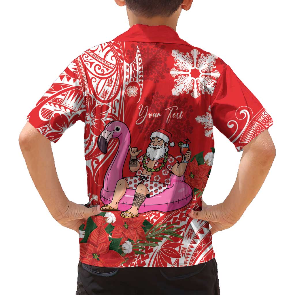 Personalized Hawaii Christmas Family Matching Puletasi and Hawaiian Shirt Mele Kalikimaka Chilling Shaka Santa Flamingo LT14 - Polynesian Pride