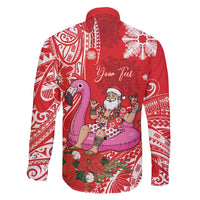 Personalized Hawaii Christmas Family Matching Puletasi and Hawaiian Shirt Mele Kalikimaka Chilling Shaka Santa Flamingo LT14 - Polynesian Pride