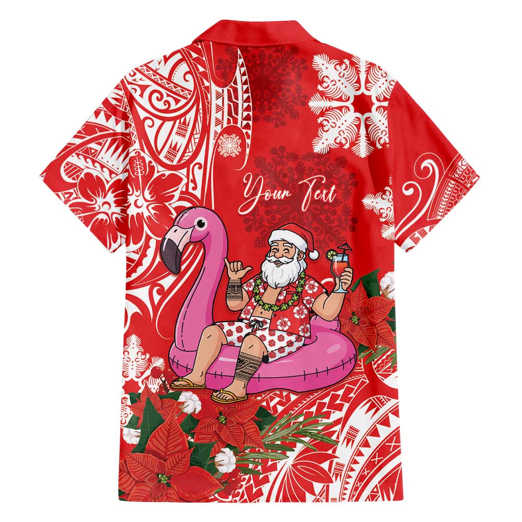 Personalized Hawaii Christmas Family Matching Summer Maxi Dress and Hawaiian Shirt Mele Kalikimaka Chilling Shaka Santa Flamingo - Polynesian Pride