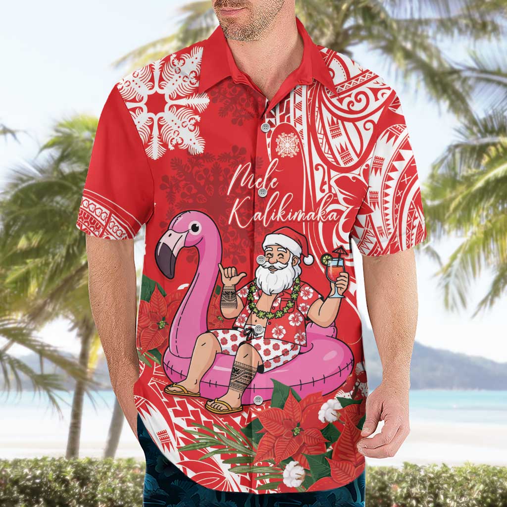 Personalized Hawaii Christmas Hawaiian Shirt Mele Kalikimaka Chilling Shaka Santa Flamingo - Polynesian Pride